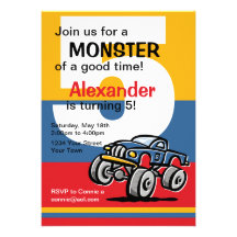 Monster Truck 5th Birthday Cards