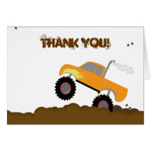 Monster Truck Birthday Folded Thank you note Cards