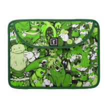 Monster World Cartoon in Green MacBook Pro Sleeves