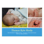 Montage 3 photo sweet blue baby birth announcement