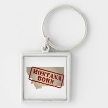 Montana Born - Stamp on Map Keychain