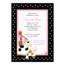 Moo Cow Farm Barnyard Baby Shower Invitations 5x7