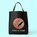 Moon & Black Bat Halloween Tote Bag bags