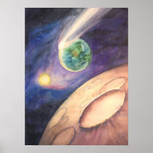 Moon, Comet, Earth, Sun Posters