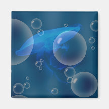 Moon Jellyfish at Bubbled sea Fridge Magnet