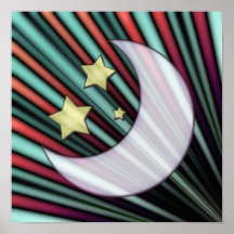 Moon, Stars, & Rising Sun Posters