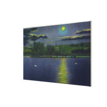 Moonlit View of Historic Squaw Island and Lake Canvas Print