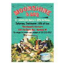 Moonshine and BBQ Party Invitations