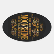 Moonshine label oval sticker