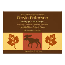 MOOSE Adirondack Lodge Rustic theme Baby Shower Personalized Announcements