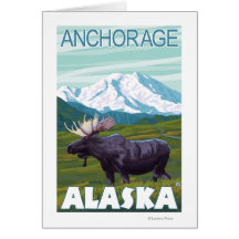 Moose Scene - Anchorage, Alaska Card