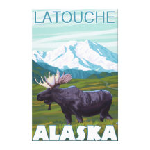 Moose Scene - Latouche, Alaska Gallery Wrap Canvas