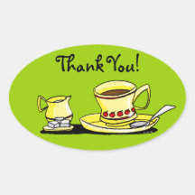 Morning coffee thank you oval stickers