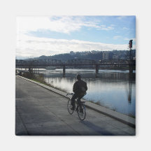 Morning Ride in Portland Oregon Magnet