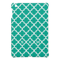 Moroccan emerald green tile design 3 monogram ipad mini cases