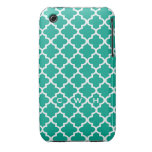 Moroccan emerald green tile design 3 monogram iPhone 3 covers