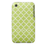 Moroccan fresh lime green tile design 3 monogram Case-Mate iPhone 3 case