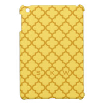 Moroccan mustard yellow tile design 3 monogram ipad mini cases