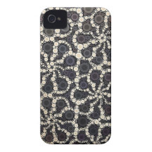 Mosaic Flower Petals Black Brown Tan iPhone 4 Covers