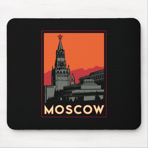moscow russia kremlin art deco retro travel mousepad