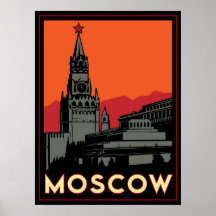 moscow russia kremlin art deco retro travel posters