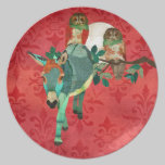Moses & Rose Owls Ruby Moonlight Plate plates