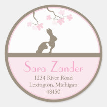 Mother and Baby Bunny Address Label Sticker
