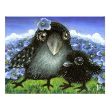 Mother and baby raven personalized announcement