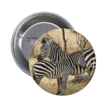 Mother and Baby Zebra  Button