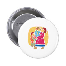 Mother and Children Button