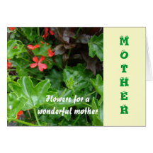 Mother, Geranium buds and leaves Card