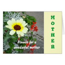 Mother, Lacy leaves and colourful flowers Card