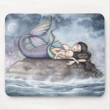 Mother Mermaid and Baby Mousepad by Molly Harrison
