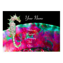 MOTHER OF PEARL & SEAHORSE MONOGRAM pink fuchsia Business Cards