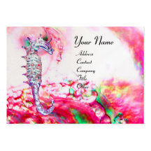 MOTHER OF PEARL & SEAHORSE MONOGRAM pink fuchsia Business Card