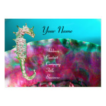 MOTHER OF PEARL & SEAHORSE MONOGRAM pink fuchsia Business Card