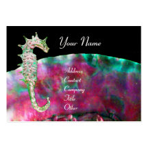 MOTHER OF PEARL & SEAHORSE MONOGRAM pink fuchsia Business Card Template