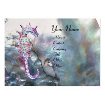 MOTHER OF PEARL ,SEAHORSE MONOGRAM pink white grey Business Card Templates