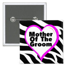 Mother Of The Groom (Heart Zebra Stripes) Button