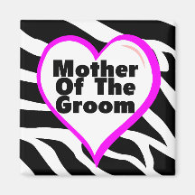Mother Of The Groom (Heart Zebra Stripes) Fridge Magnets