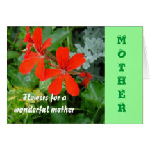 Mother, red geraniums cards