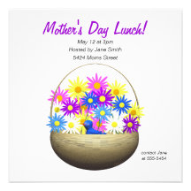 Mothers Day Basket of Daisies Lunch Personalized Invites