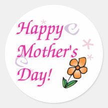 Mothers Day Flower Round Sticker