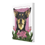 Mothers Day - Pink Tulips - Australian Kelpie Jude Gallery Wrap Canvas