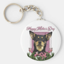 Mothers Day - Pink Tulips - Australian Kelpie Jude Keychain