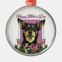 Mothers Day - Pink Tulips - Australian Kelpie Jude Ornament