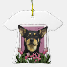 Mothers Day - Pink Tulips - Australian Kelpie Jude Christmas Tree Ornaments