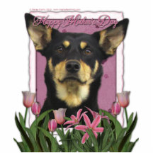 Mothers Day - Pink Tulips - Australian Kelpie Jude Photo Cut Outs