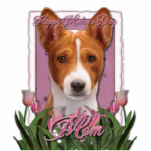 Mothers Day - Pink Tulips - Basenji Acrylic Cut Outs