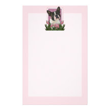 Mothers Day - Pink Tulips - Boston Terrier Personalized Stationery